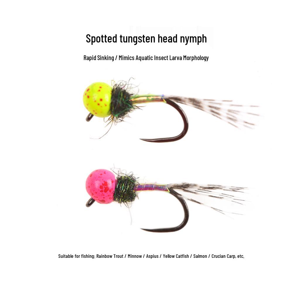 

Tungsten Head Barbless Soft Hackle Nymph Fly Fishing Hooks Fluorescent Yellow/Single