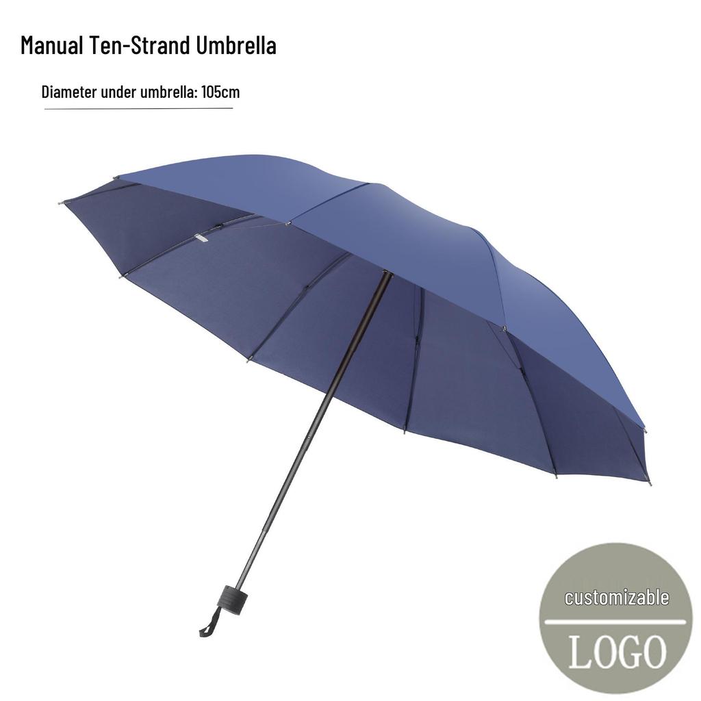 Ten-Rib Automatic Black Glue Sun and Rain Protection Umbrella, Three-Fold Design with Custom Logo Option