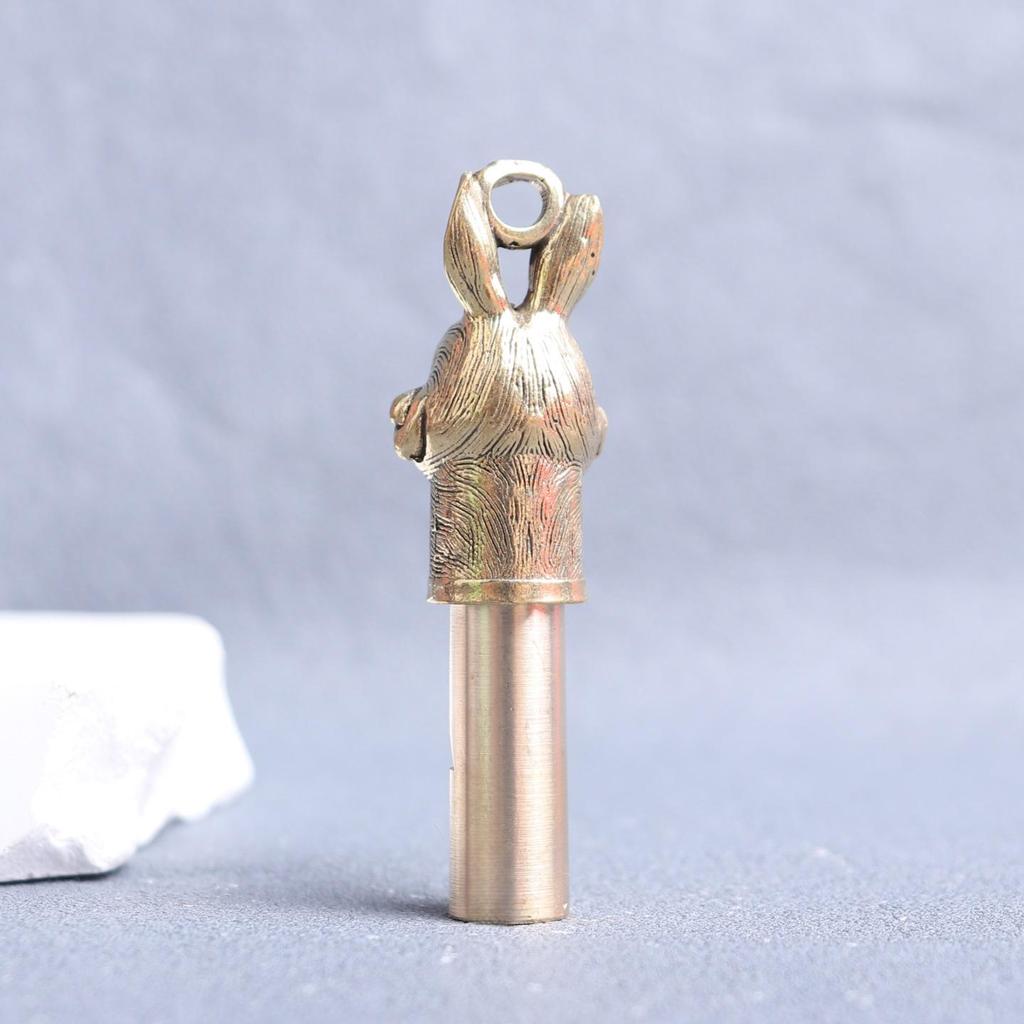 Rabbit Head Brass Whistle Keychain - Zodiac Outdoor Survival Pendant