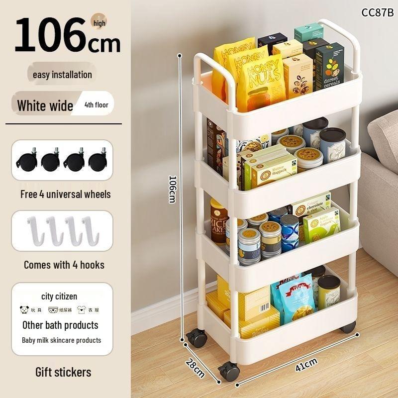Mehrschichtiges Lagerregal mit Rollen für Küche, Wohnheim und Badezimmer