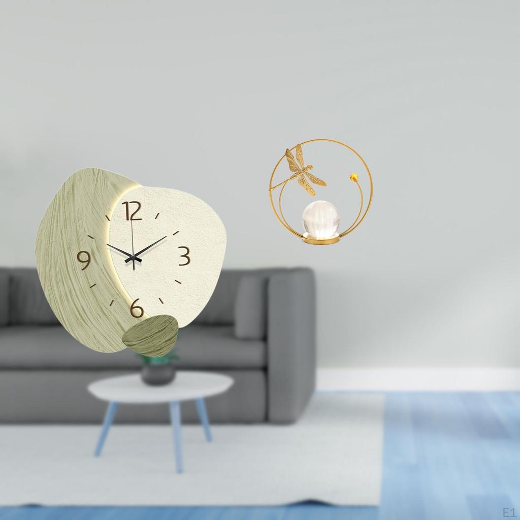 Silent Clock Sculpture Simple Metal Figurine Decor Cartoon Hanging Ornament for Kitchen Office