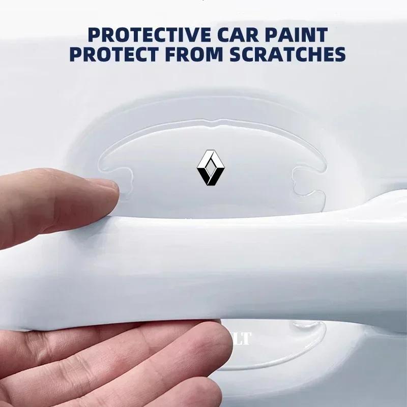 Naklejki wewnętrzne 4 szt. Przezroczysta naklejka na miseczkę klamki drzwi samochodu Dla Renault Captur Megane Clio Arkana Line Koleos Kwid Duster Ka