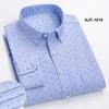 Spring and Autumn Men's Pure Cotton Long Sleeved Shirts for Middle and Youth Leisure All Cotton Oxford Plaid Plus Size Shirts