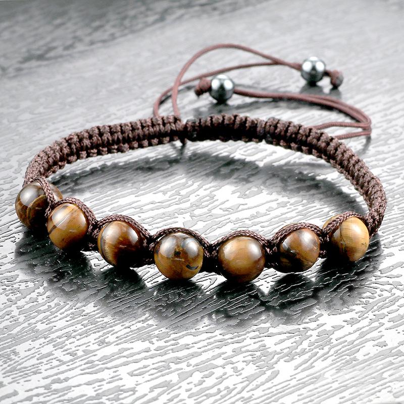 Men's Polka Dot & Tiger Eye Beaded Adjustable Bracelet