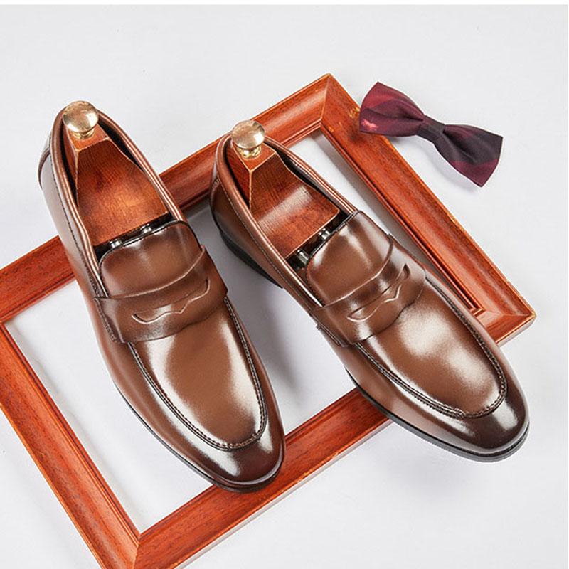 Fashion Luxury Fashion New Men's Penny Loafter Brown Slip On Casual Shoes Male Flats Homecoming Wedding Dress Prom Zapatillas Hombre