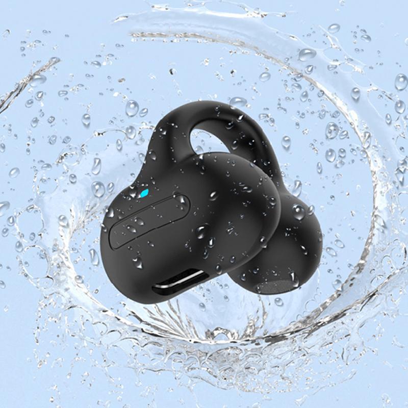 Ear Clip Wireless Earphone IPX5 Waterproof Sport Earphone Single Earbud Air Conduction Headphone HiFi Bass Painless Wear