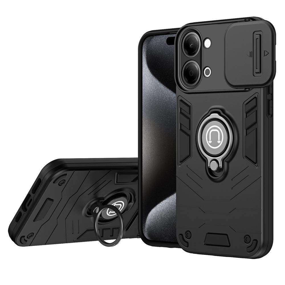 KEYSION Shockproof Armor Ring Stand Case for VIVO Y05 Slide Camera Lens Protection Phone Cover for VIVO Y11 5G Y11d Y21 5G 2026