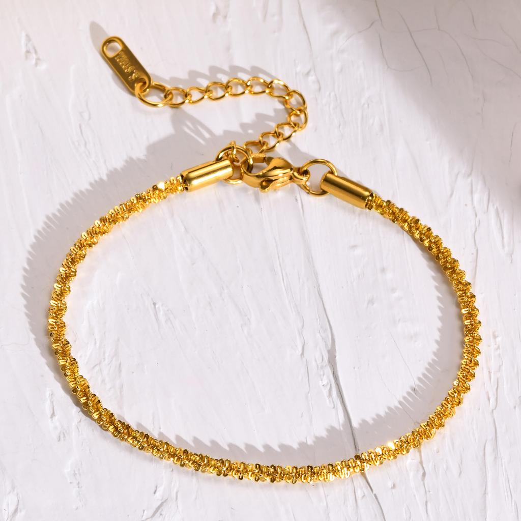 Stainless Steel Sparkling Ankle Chain Bracelet for Women, Gold Plated Trendy Minimalist Anklet, Waterproof Birthday Jewelry Gift