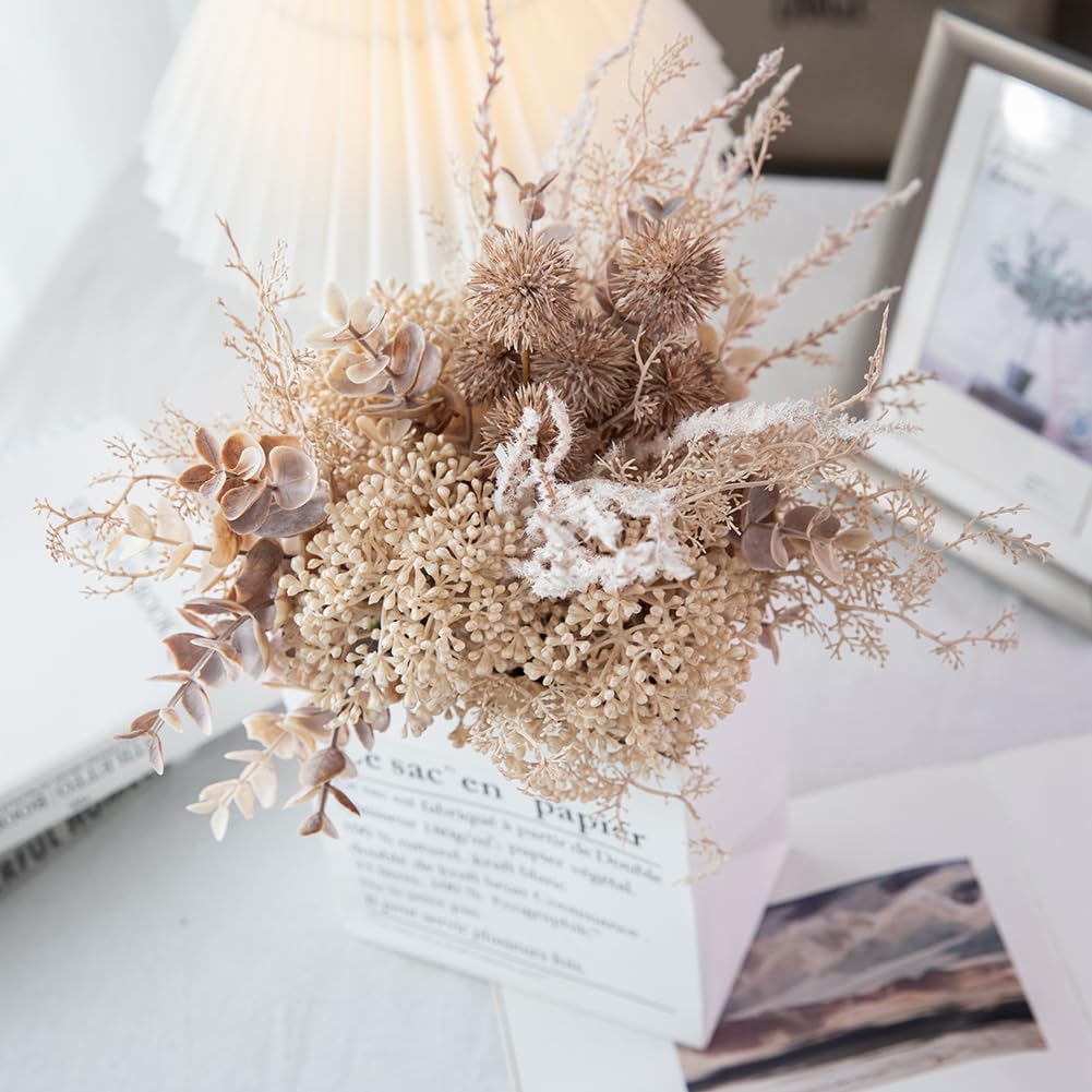 WillingYou Suspension Murale Fleur Séchée Fleur Séchée Artificielle Photo 1 Bouquet Beige, Bouquet, Style, Fleur, Faux, Séance Photo Pré-mariage, Entrée,