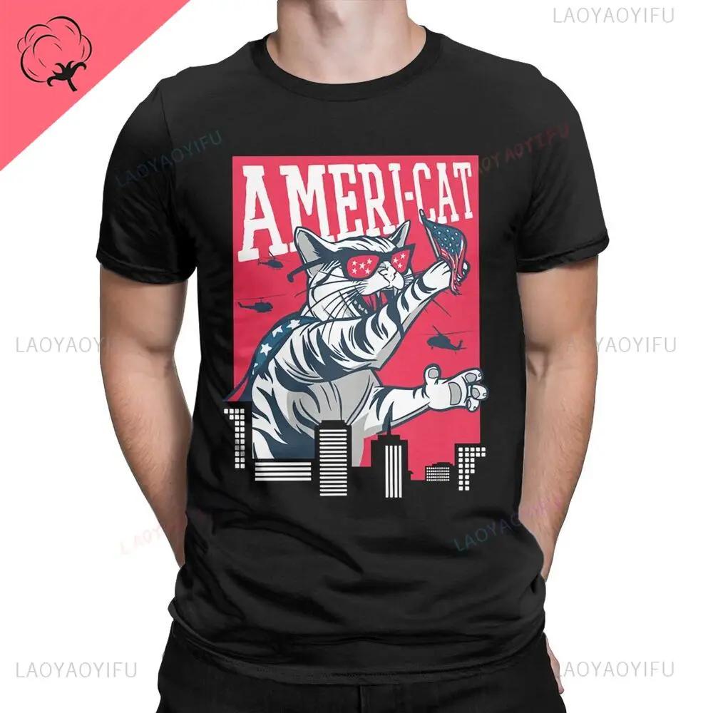 Vtipné Catzilla Japonsko Kočka Kotě Milovník Pánské Tričko Pánské Ležérní Trička Léto Hombre Nadměrné Tričko Harajuku Tričko Pánské Oblečení