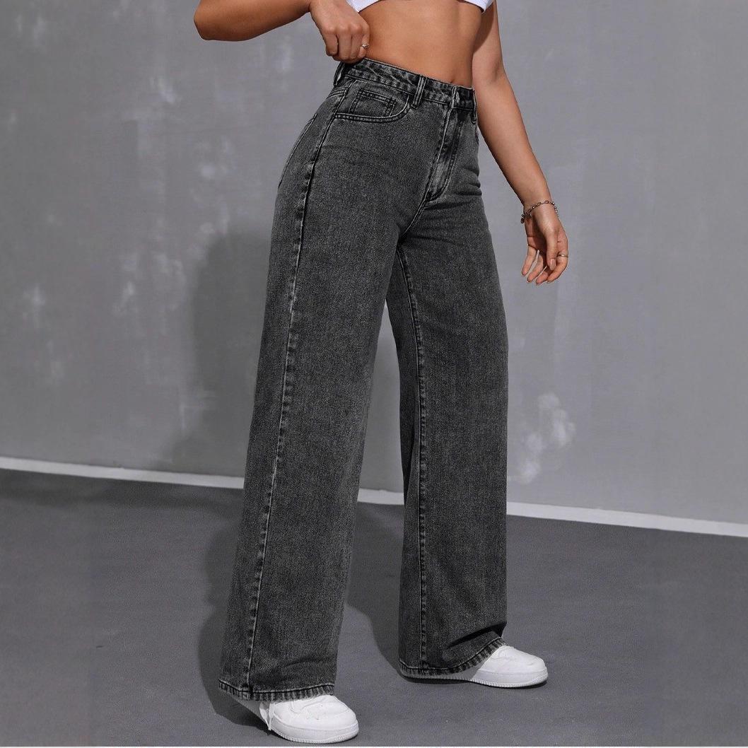 

Європейські та американські жіночі джинси прямого крою - Модні та стильні, хіт продажів XXL зола сірий колір