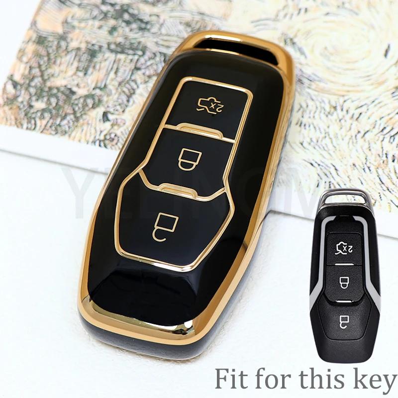 Tpu Car Key Case Cover Auto Shell Fob Holder For Ford Fusion Mondeo Mustang F-150 Lincoln Edge Explorer Mk   Protector