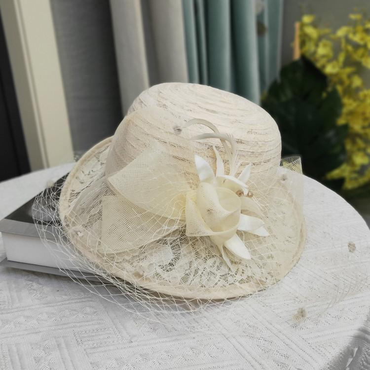 New Women's Summer Curled Mesh Visor Court Retro Elegant Lace Flower Travel Sunscreen Topper Tide