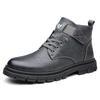 Autumn and winter new leather men's cotton shoes velvet warm men's cotton boots snow boots high-top men's shoes Martin boots
