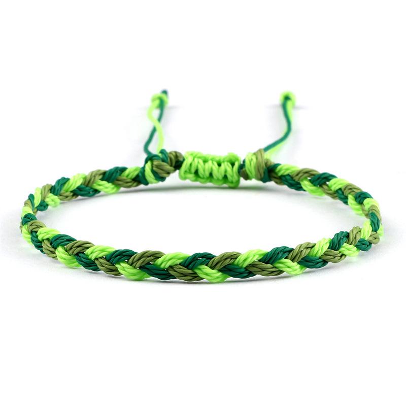 Adjustable Colorful Three-Strand Braided Waxed Thread Bracelet Set for Couples and Handmade Jewelry