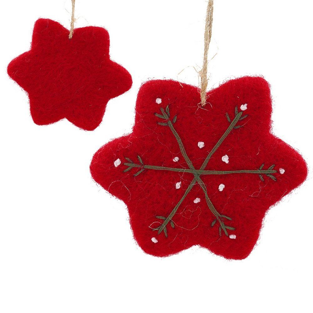 Felt Christmas Felt Ornaments Lightweight Embroidered Snowflake Snowflake Ornaments Assorted Shapes Hanging Cord