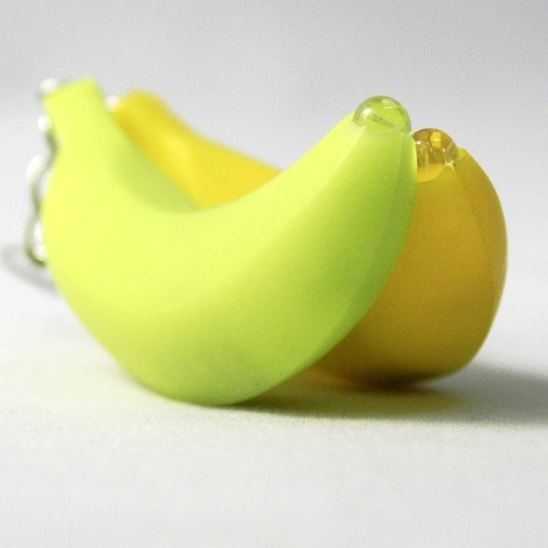 2Pcs Mini Banana Keychain Led Key Chain Flashlight Key Ring Night Light (Random Color)
