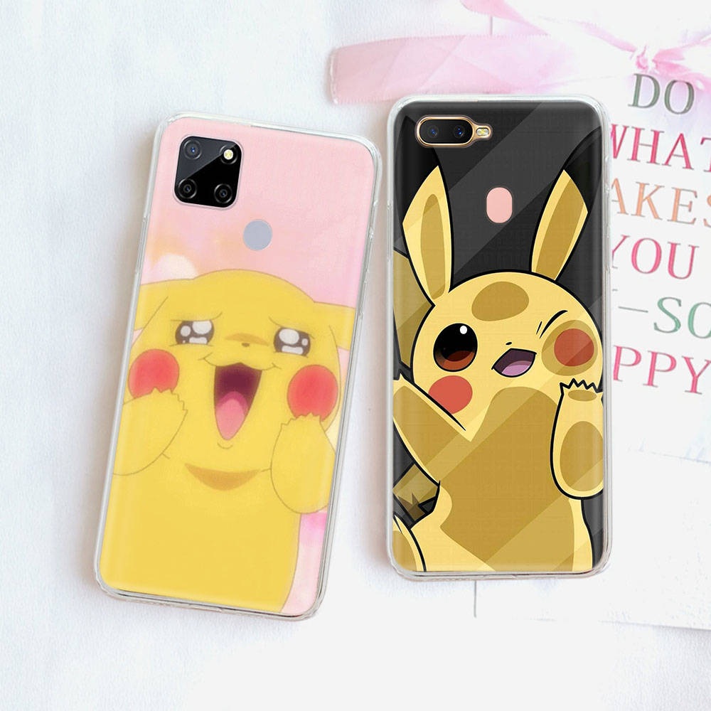 PK11 Lovely Pikachu Transparente Hülle für Samsung A04 A14 A23 M33 M53 Realme 10 9 C35 C55 VIVO Y02 Y12 Infinix Hot 30 Note 11 Tecno Spark 8P Pro