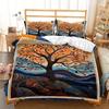 3pcs Bedding Set Featuring an Autumn Tree Landscape, Designed in a Bohemian Style. This Nature-Themed Quilt Set