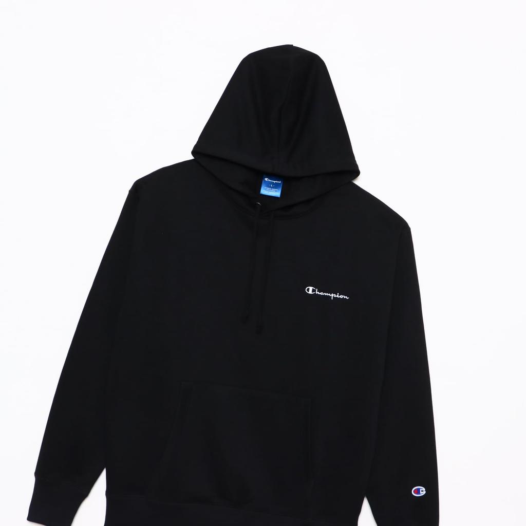 Kapuzenpullover Langarm Fleece Stickerei Schriftzug Logo Kapuzensweatshirt Sport Schwarz XL [Champion] Herren C3-YS151Z