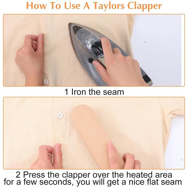 A25F-Ideal For Fabric Flattening And Ironing, 2-Pack Beech Wood Tailor Clapper, 12" And 7" Sizes For Sewing And Quilting