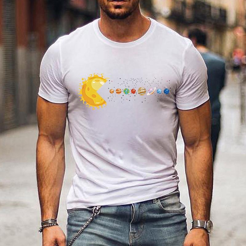 Solar System Funny Planet Sun and Astrology T-shirt Herr Kortärmad T-shirt för Herr Street Shirts Toppar Oversized Herr Tee Shirt