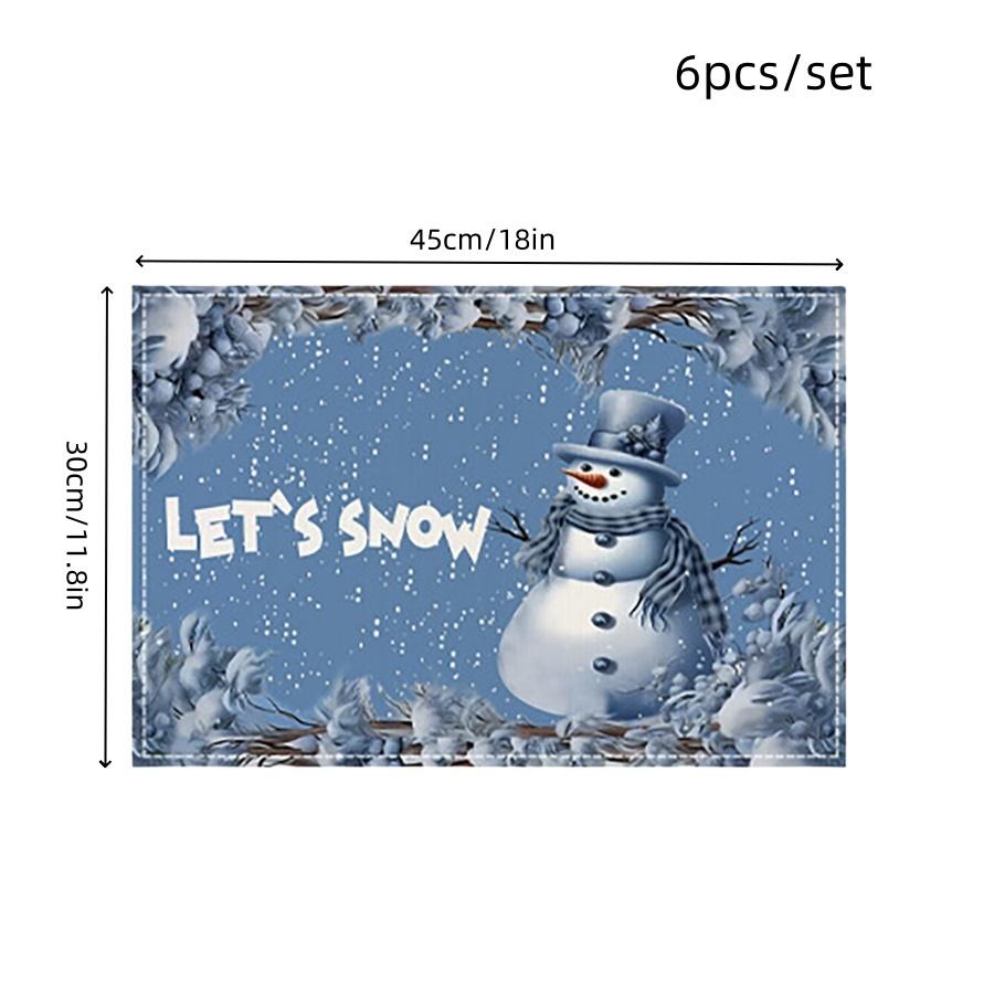 Snowman Snowflake Winter Placemats Set Seasonal Christmas Linen Table Mats Set 12x18 Inch Holiday Table Mats Kitchen Decor