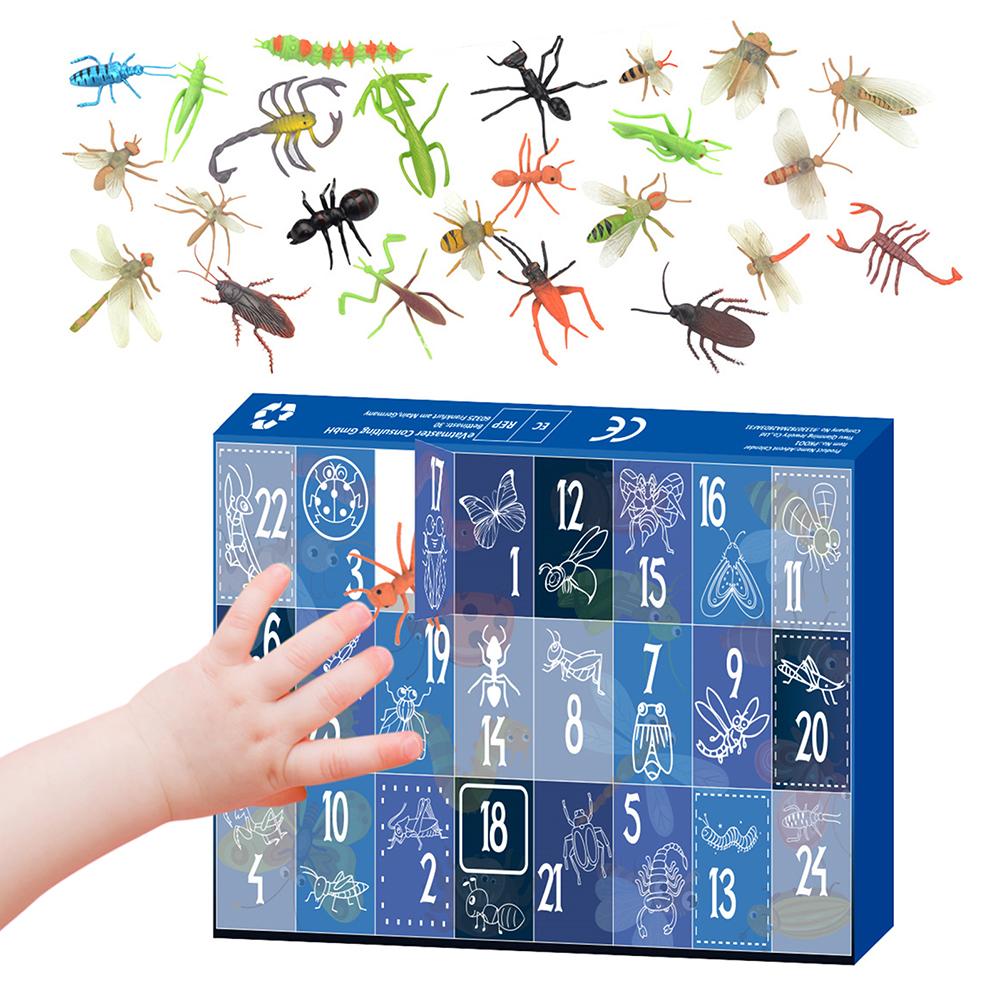 Christmas Countdown Calendar 24Pcs Insects Set Gift Box Christmas Advent Calendar Party Favors