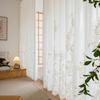 Trendy Embroidered Voile Curtains for Bedroom Living Room Windows Floral Sheer Drapes Country Style