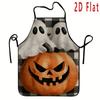1pc 1pcs Washable & Reusable Slant Diagonal Stripe Apron Suitable for Cooking, Baking, Grilling, Gardening, Painting - & Jack-o'-Lantern Print, with &