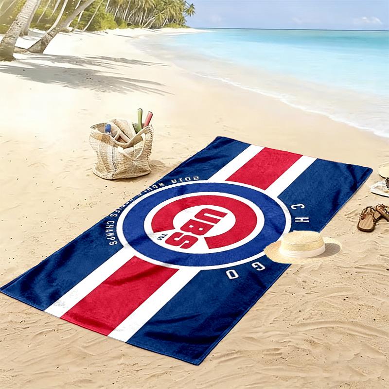 Toalha de Praia Estampa Chicago Cubs, Toalha Grande Macia de Secagem Rápida para Praia Camping Natação