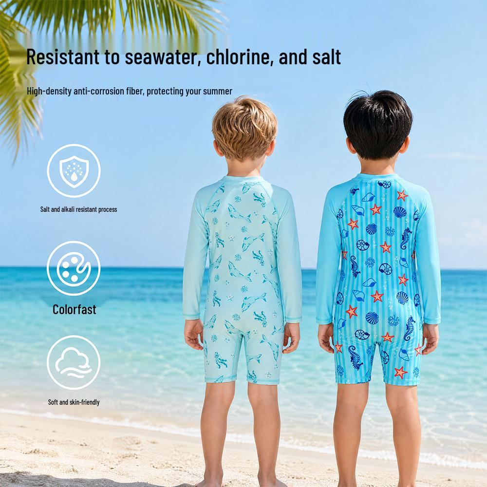 Two-Piece Long-Sleeve Sun Protection Swimsuit for Toddlers, Babies, and Kids
