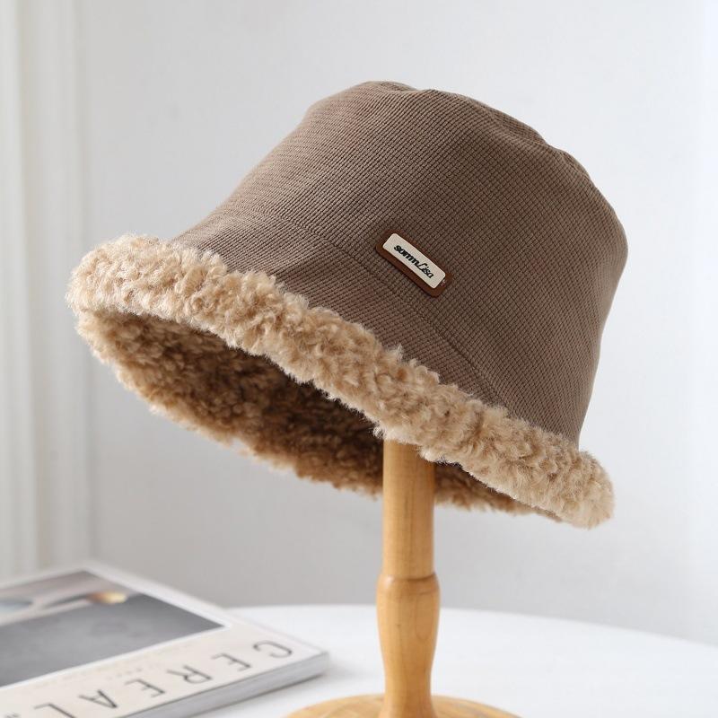 Winterhüte für Damen Kunstpelz Fischerhut Dick Warm Samt Fischerhut Neue Mütze