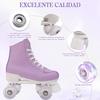 4 Wheel Sliding Skating Sneakers Size 31 32 33 34 Pink Purple Women Kids Double Row Roller Skates Pink Purple Leather Breathable