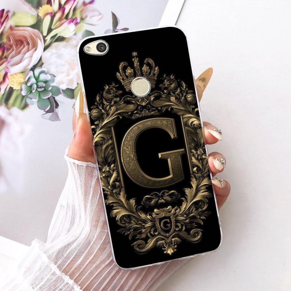For Huawei P8 P9 Lite 2017 Case PRA-TL10 Luxury Initial Letter Soft Silicone Cover For Honor 8 Lite PRA-LX1 Nova Lite 2017 Shell