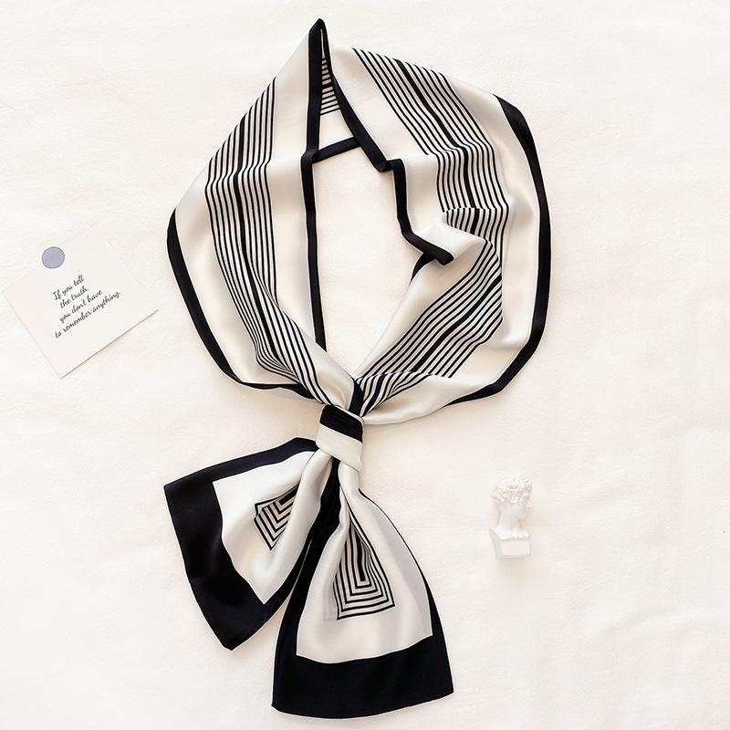 Spring and Autumn New Korean Decorative Slim Long Silk Scarf for Women, Small Neck Scarf, Ribbon Binding, Bag Strap, Headband, Winter Warm Scarf