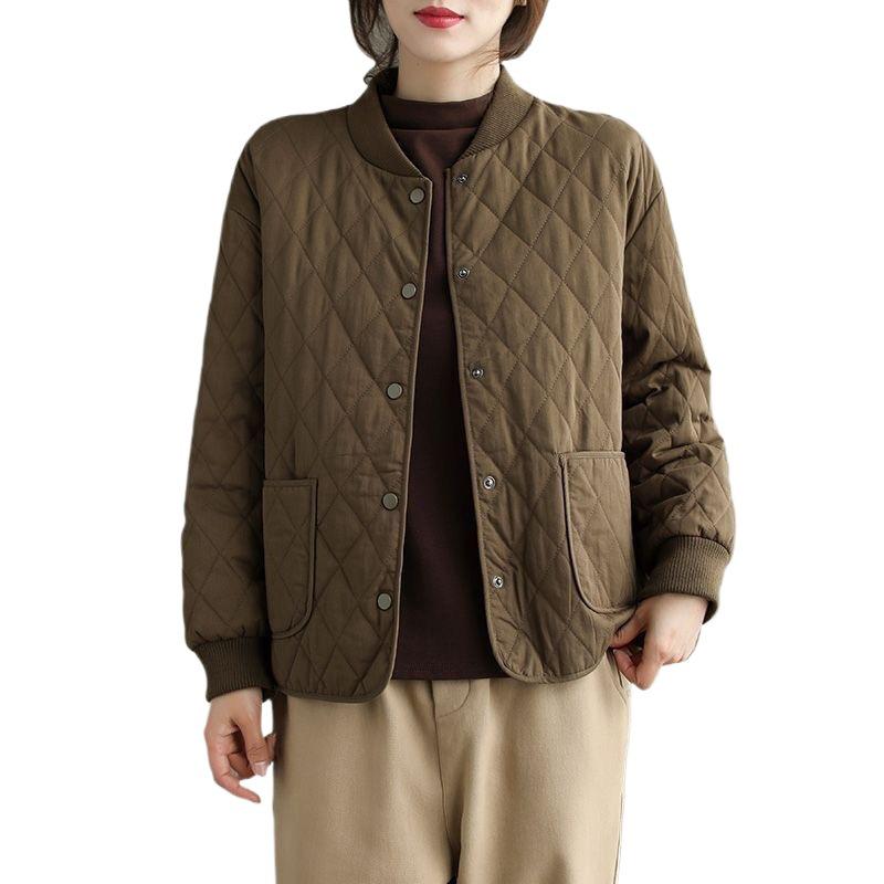 Women's Quilted Light Cotton Jacket - Autumn/Winter 2025, Short Solid Color Outerwear