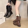 Brown Martin Boots Women's 2025 New Autumn Merard Wasteland Wind Western Boots Medium Tube Knight Pile Short Boots