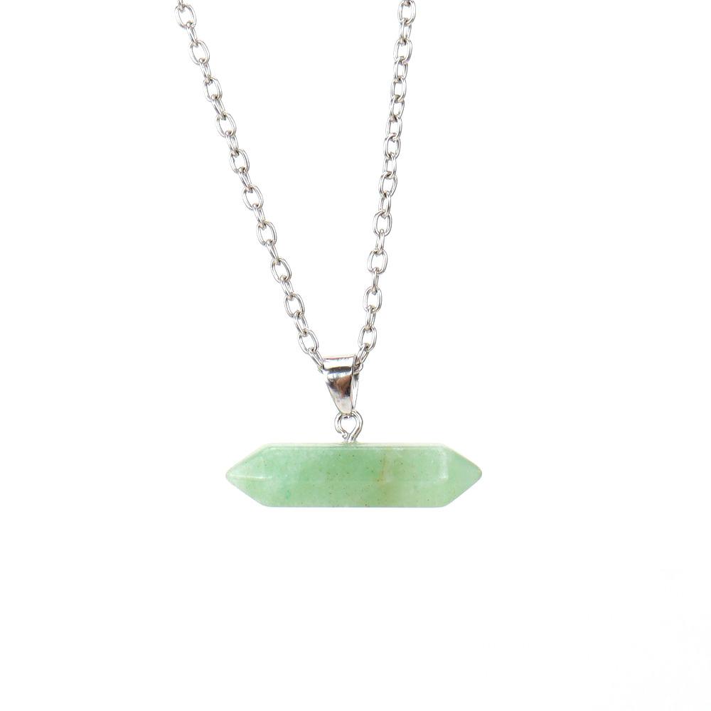 Creative Natural Stone Crystal Amethyst Agate Hexagonal Column Hexagonal Prism Six Pendant Necklace N668