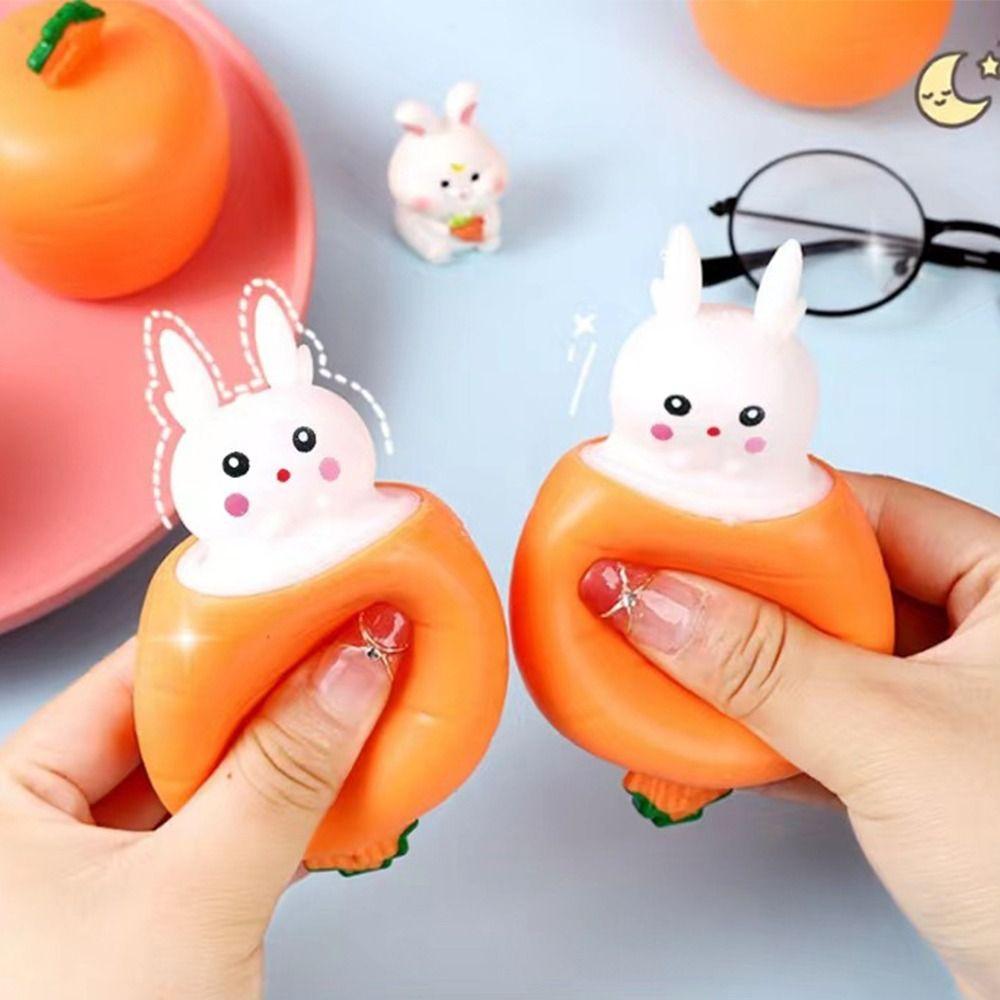 Frog Decompression Toy Carrot Rabbit Fidget Toys Funny Pinch Toy  Kids Gift