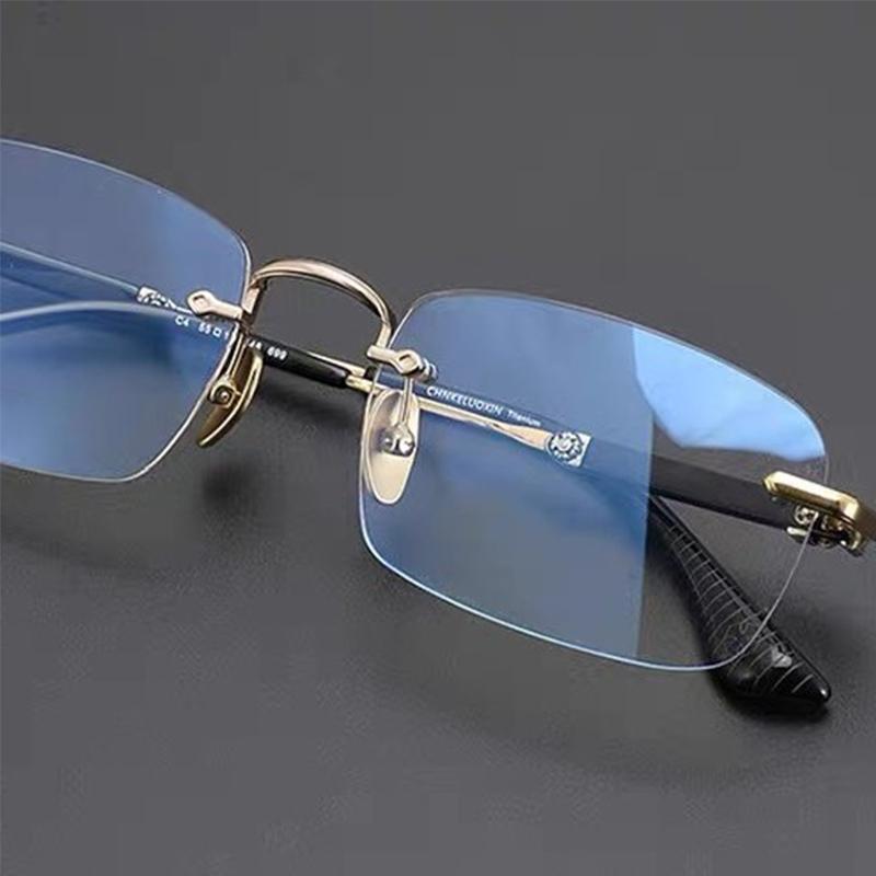 New Retro Frameless Business Frame Hd Reading Glasses Men's Square Frame Anti-blue Light Reading Glasses For Elderly PeopleJH262