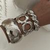 Gold Silver Geometric Spring Bangles Water Drop Cuff Wide Bangles  Chunky Bangles