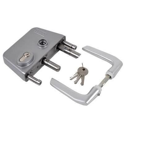 LOCINOX Argent LAKQ U2 Serrure type industriel pour portail battant avec coffre en aluminium thermolaqué et mécanisme en acier inoxy