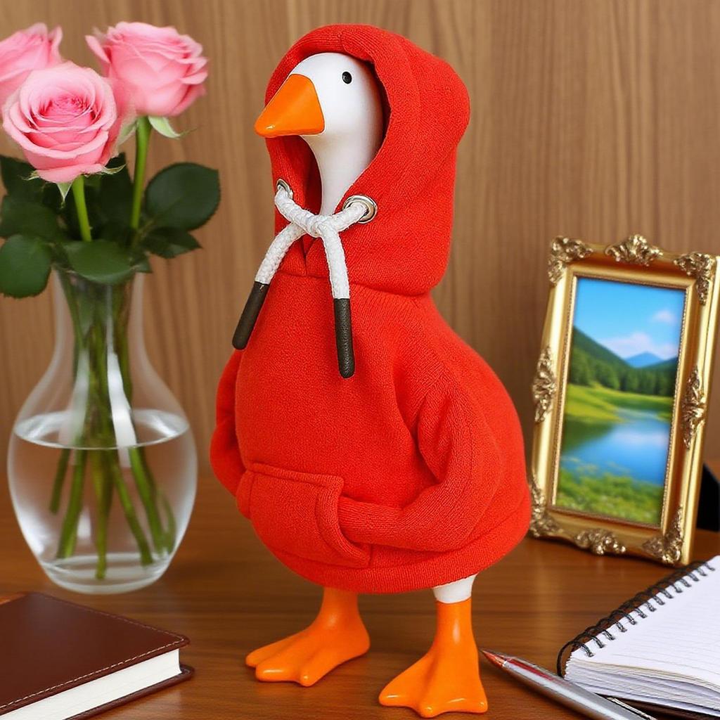 7 Inch Desk Geese Hoodies Outfit Tabletop Animal Costume Decor, Porch Outdoor Party Holiday Decoration Supplies