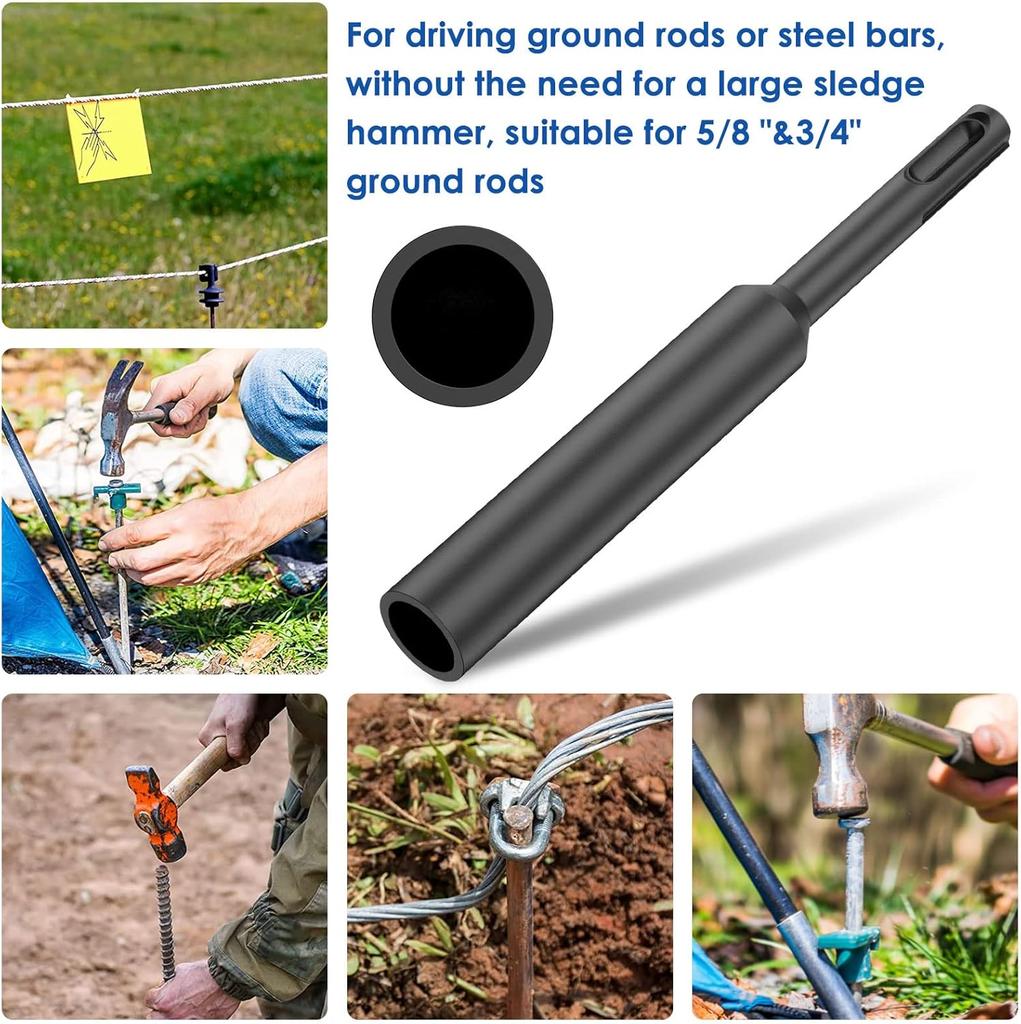 Ground Rod Driver Bit for 5/8 Inch and 3/4 Inch Ground Rods Professional Ground Rod Driver Durable Hardened Earth Driving Rod Work with