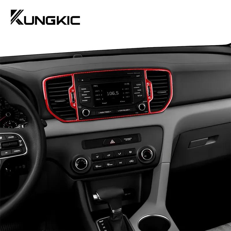 For Kia Sportage 2017 2018  LHD RHD Real Soft Carbon Fiber Sticker Car Central Center AC Outlet Interior Trim Accessories