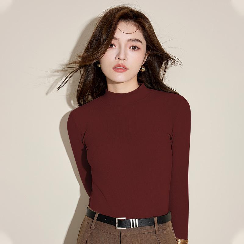 

Women s Slim Fit Cashmere Long Sleeve Half Turtleneck Top - Stylish Inner or Outer Wear for Autumn and Winter XXL (125-140 catties)