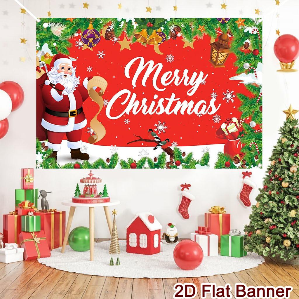 Merry Christmas Banner Backdrops Santa Claus Background Christmas Decorations 2025 for Home Navidad Natal Noel New Year 2026