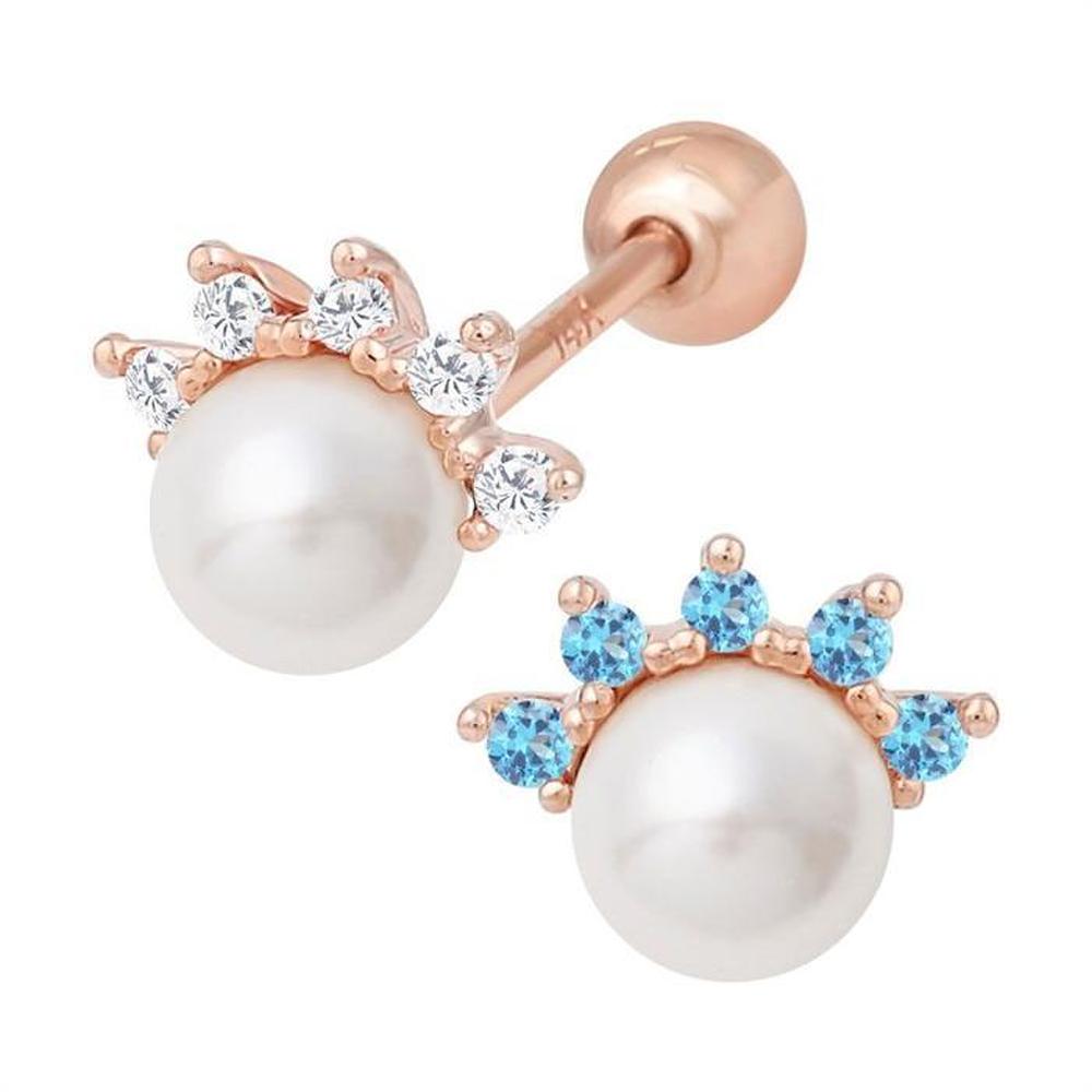 [Onm] Onm 14K Gold Needle Rose Gold Cubic Pearl Piercing (S9593954)