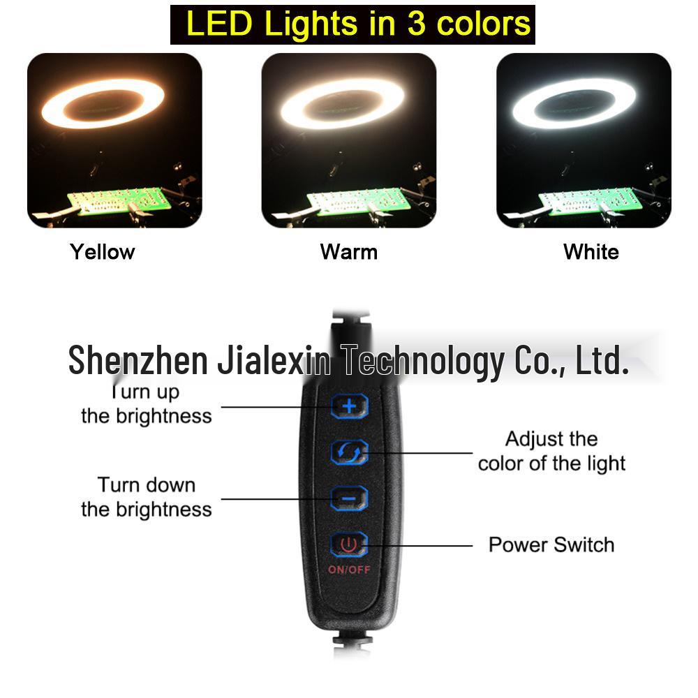 Three-Jaw Device with Tri-Color Light, USB, and 3x Magnifier for Model Airplane Repair